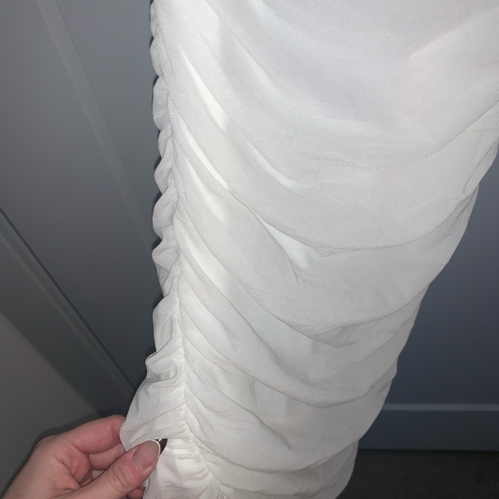 White Ruched Dress - Picture 2 of 5